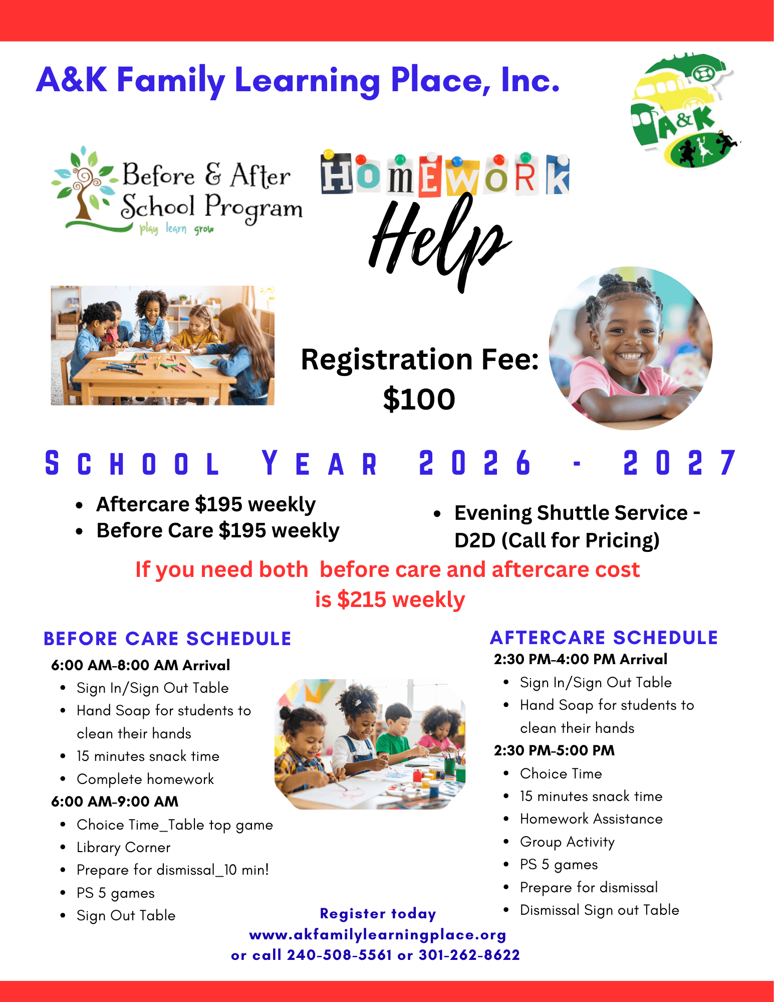 A&K Before and After Care flyer